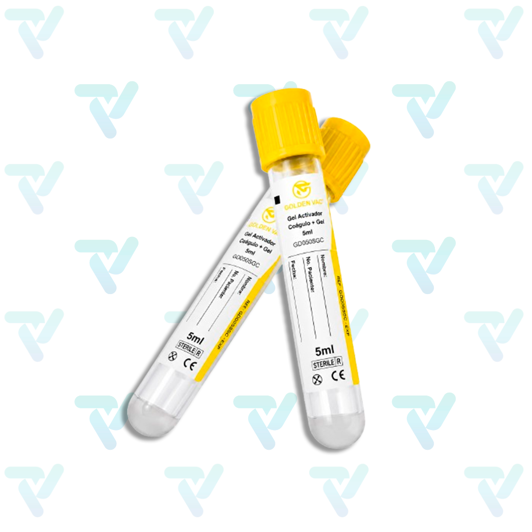 Tubo Oro, Gel Activador 5ml, 13x100mm c/100 piezas - Golden Vac