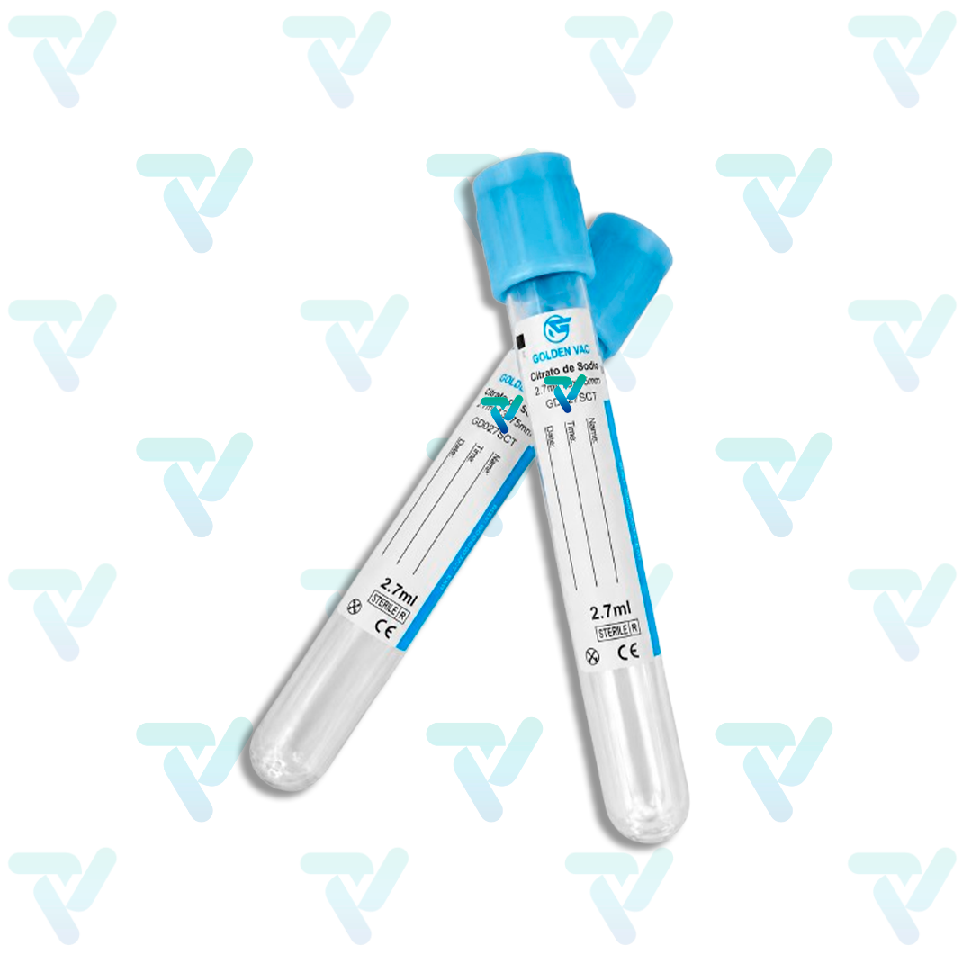 Tubo Azul Citrato de Sodio 2.7ml, 13x75mm c/100 piezas - Golden Vac