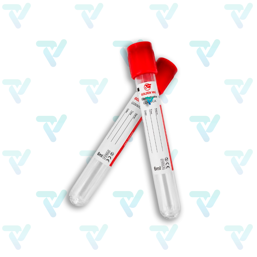 Tubo Rojo Suero 6ml, 13x100mm c/100 piezas - Golden Vac