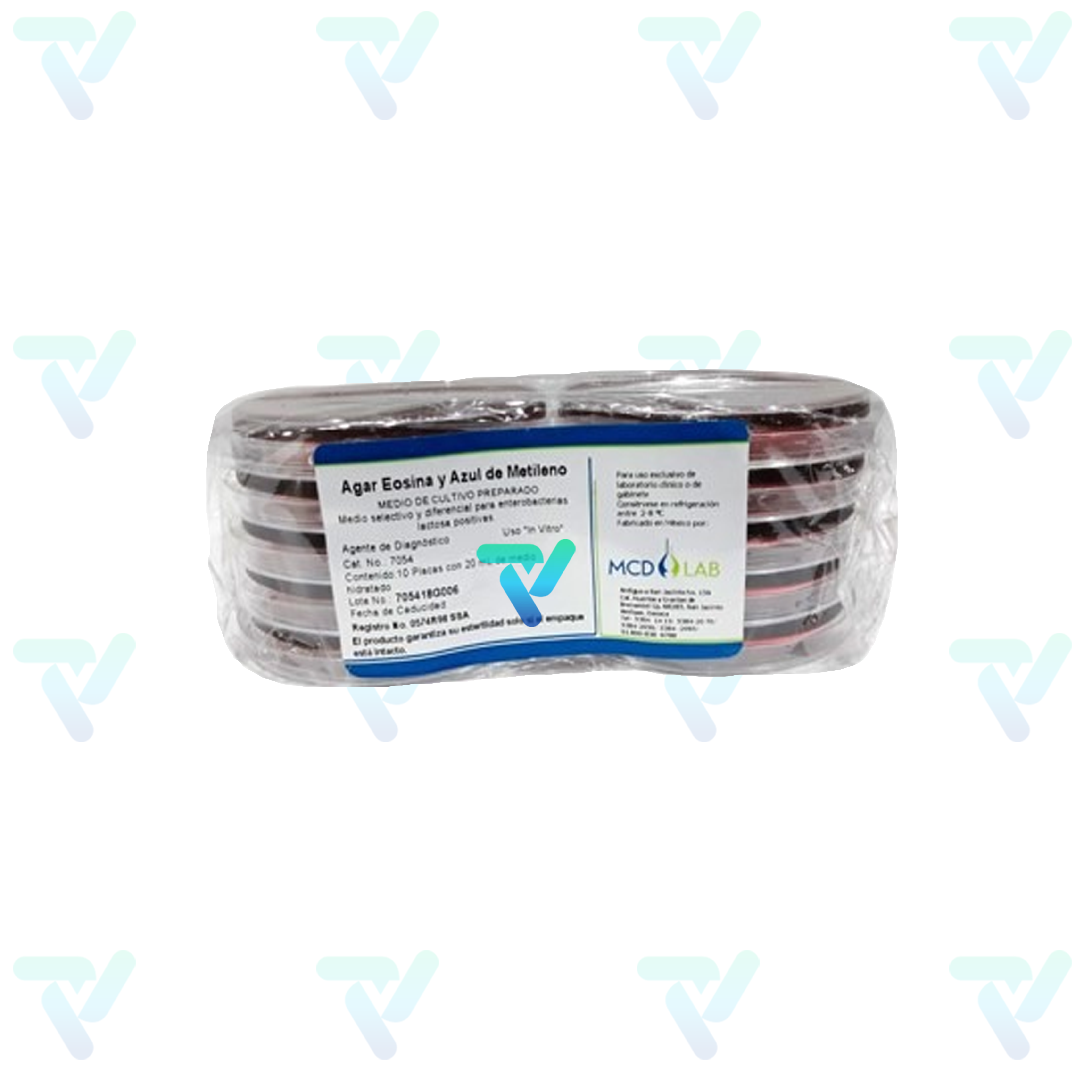 Agar Eosina y Azul de Metileno paquete c/10 placas MCD Lab