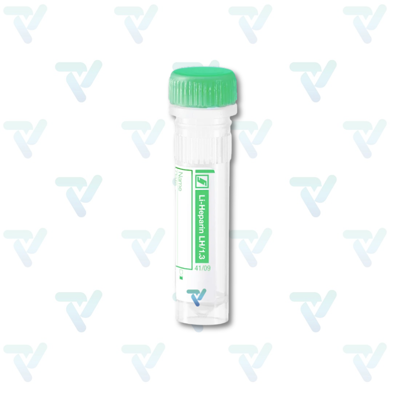 Microtubo Verde preparado muestra de 1.3 ml Heparina Litio c/100 piezas - Sarstedt