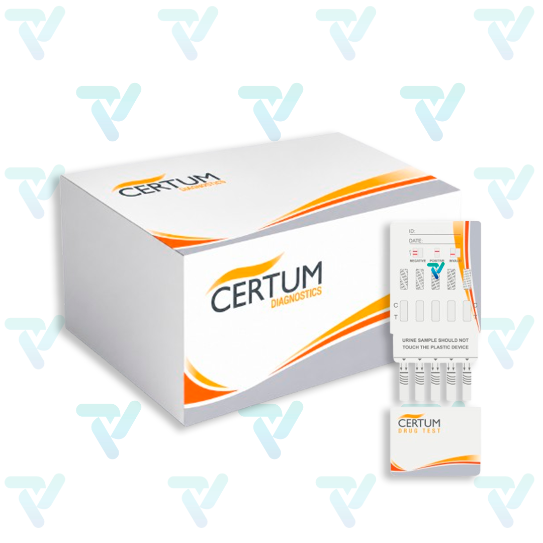 Panel de 5 parámetros (THC/COC/AMP/MET/OPI) c/25 pruebas - Certum