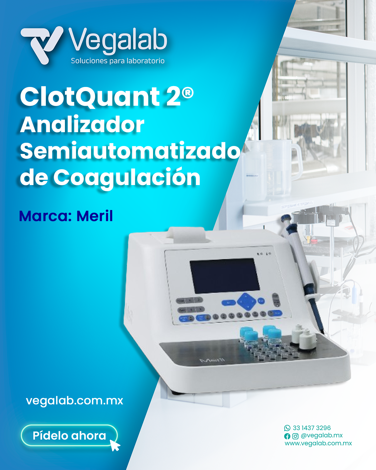 Analizador de Coagulación Semiautomatizado Mod. Merilyzer ClotQuant 2® - Meril